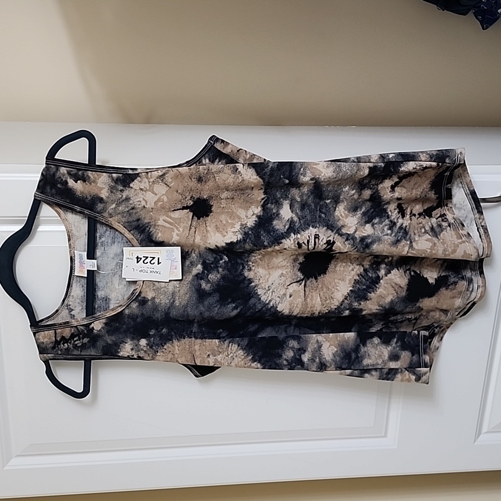 Tie-Dye Sleeveless Top - Black and Tan